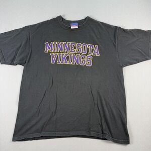 Vintage Minnesota Vikings Shirt Mens Large Black NFL Football Champion 90s Tee